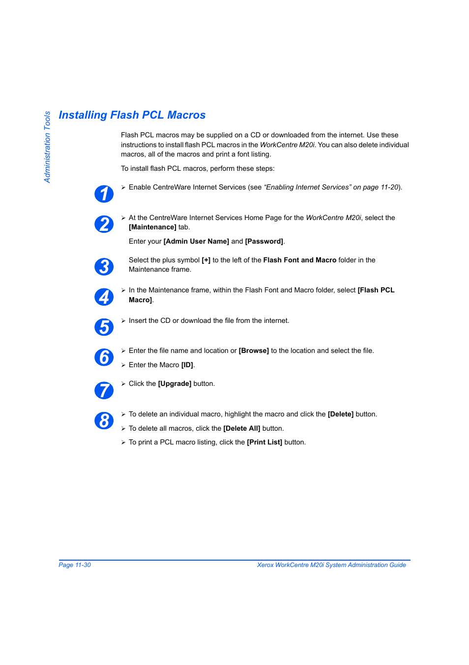 Installing flash pcl macros, Installing flash pcl macros -30 | Xerox WorkCentre M20-M20i-2723 User Manual | Page 198 / 218