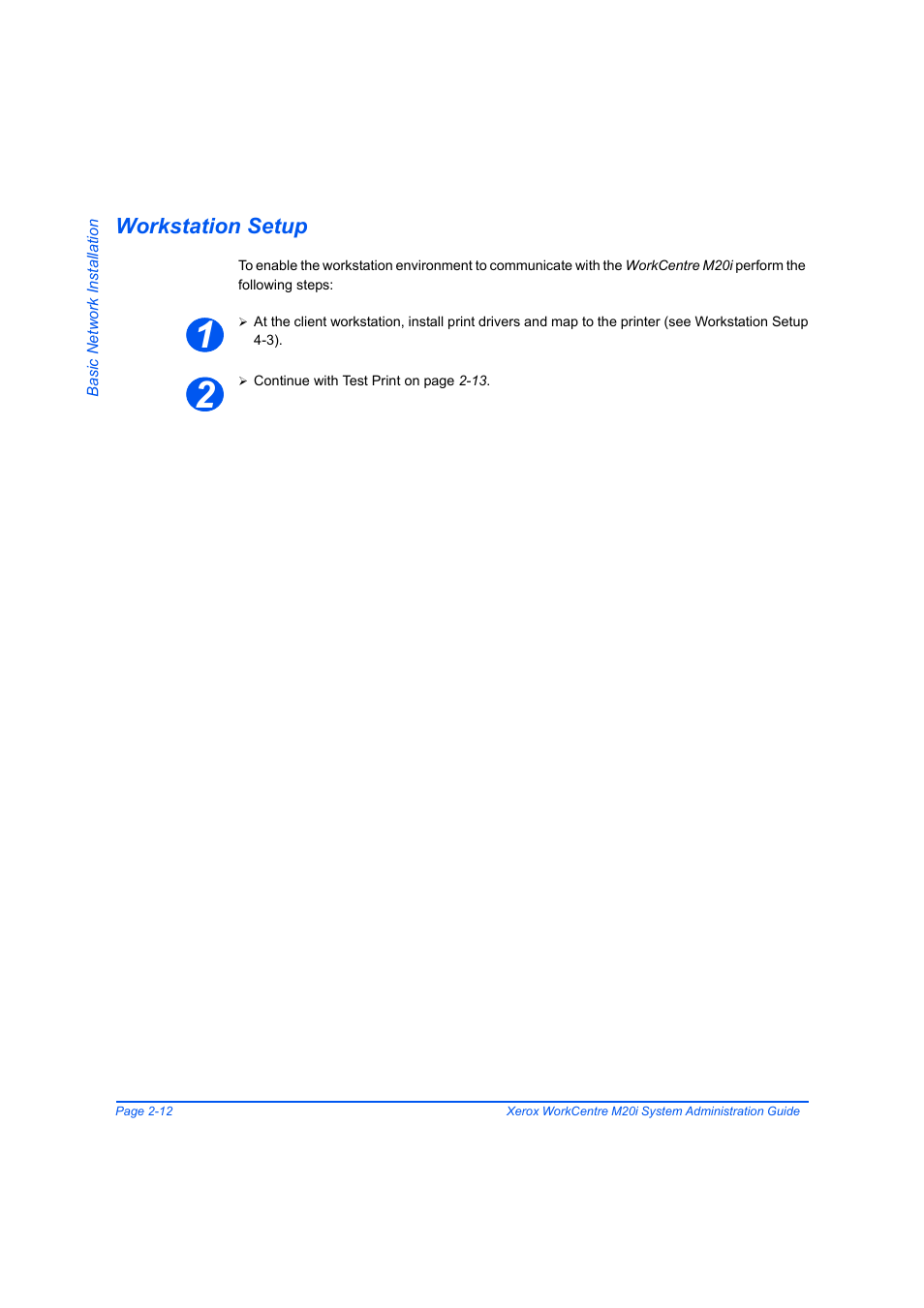 Workstation setup, Workstation setup -12 | Xerox WorkCentre M20-M20i-2723 User Manual | Page 38 / 218