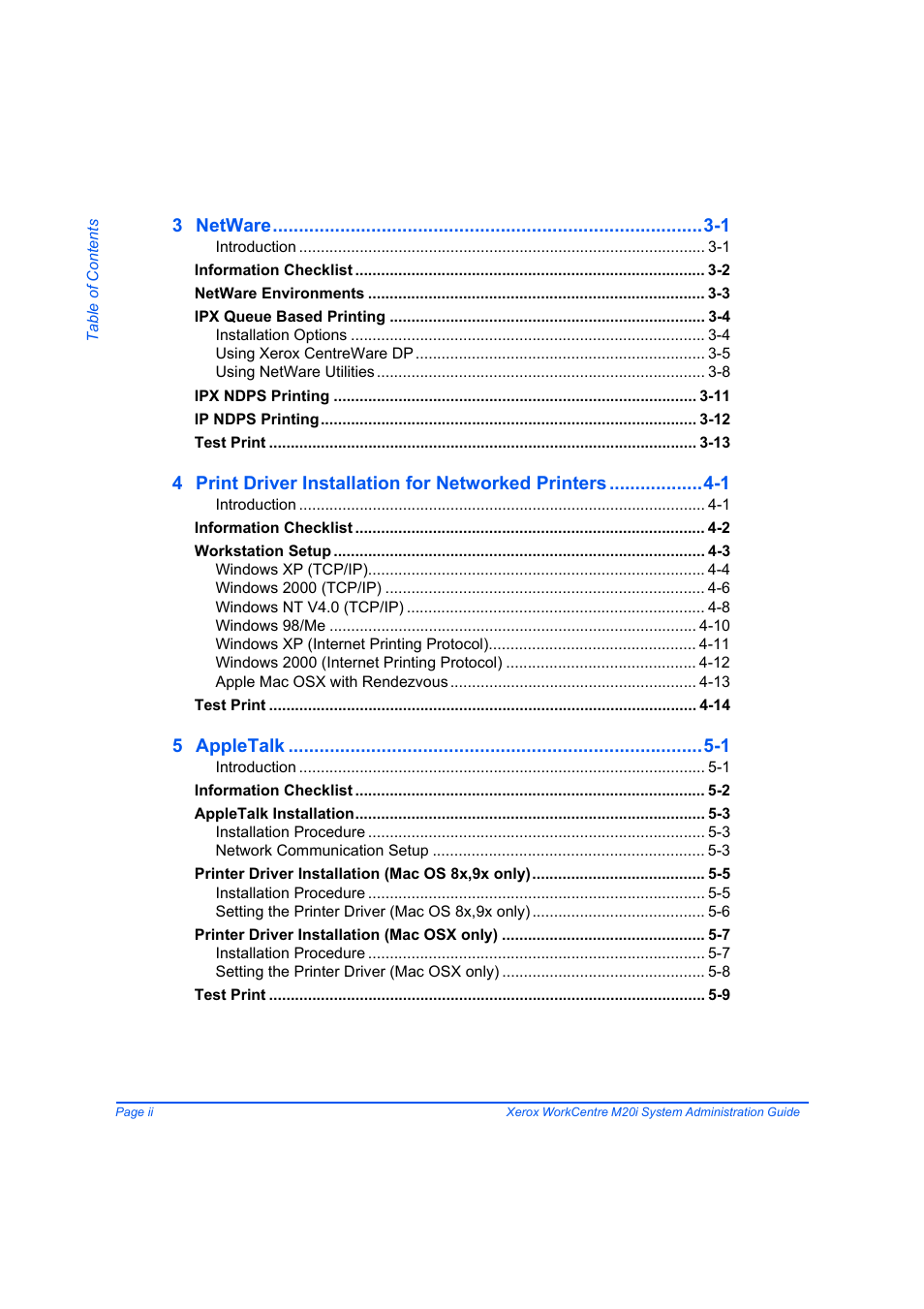 3 netware -1, 5 appletalk -1 | Xerox WorkCentre M20-M20i-2723 User Manual | Page 4 / 218