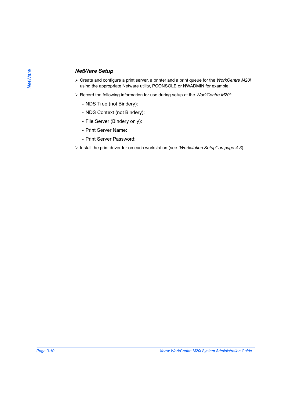 Netware setup | Xerox WorkCentre M20-M20i-2723 User Manual | Page 50 / 218