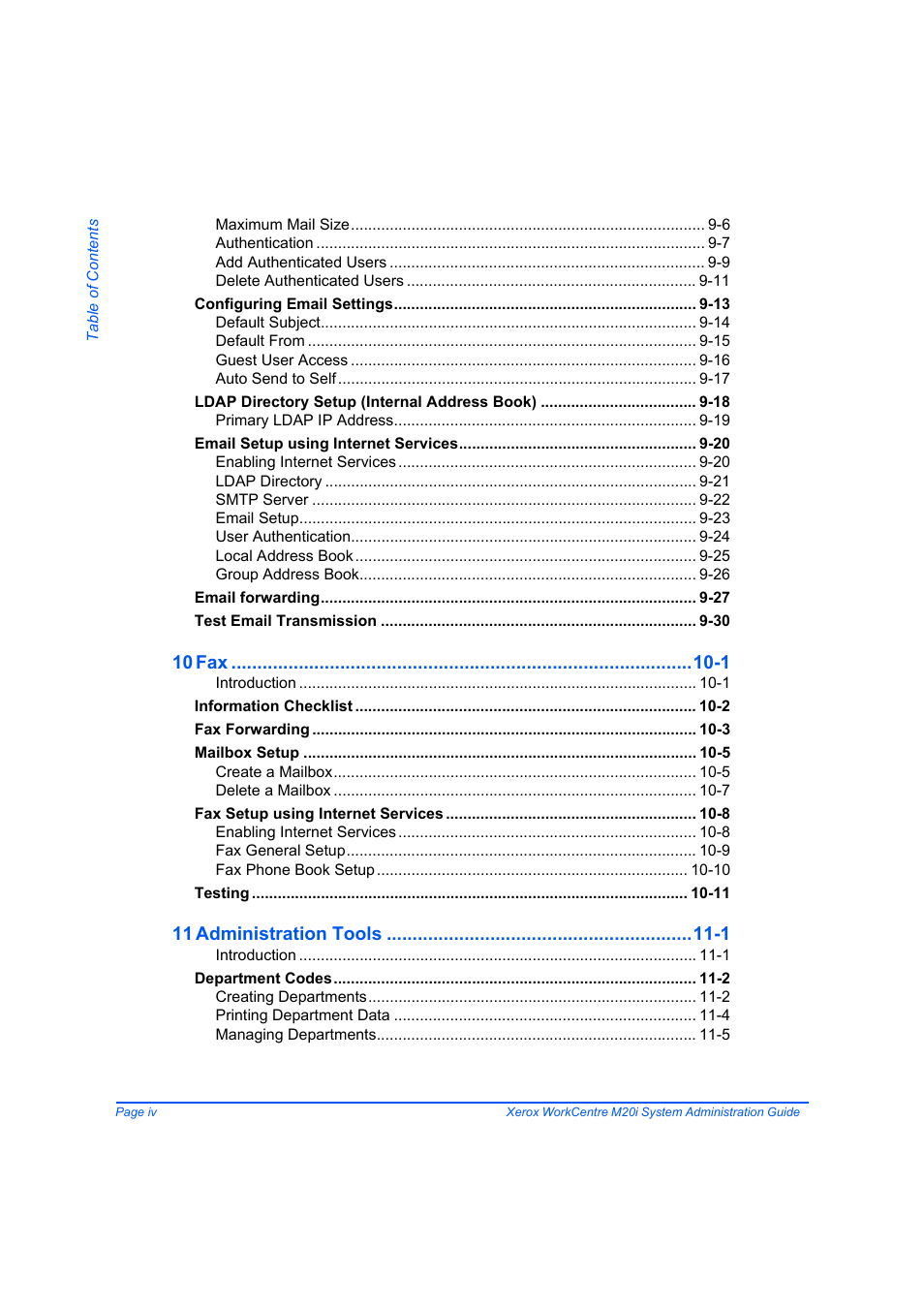 10 fax -1, 11 administration tools -1 | Xerox WorkCentre M20-M20i-2723 User Manual | Page 6 / 218