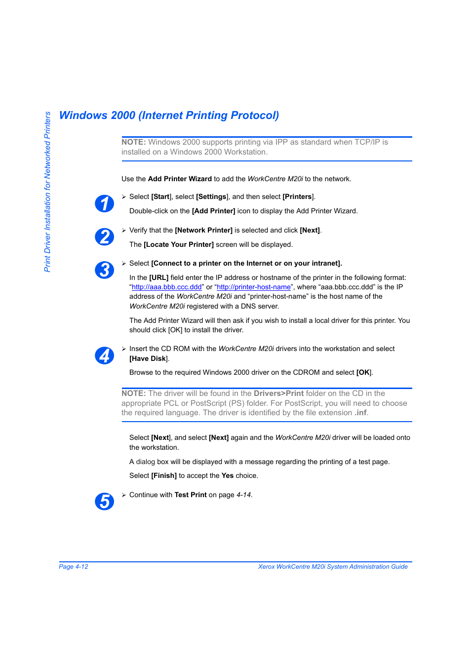 Windows 2000 (internet printing protocol), Windows 2000 (internet printing protocol) -12, Ng protocol (ipp) (see 4-12 | Xerox WorkCentre M20-M20i-2723 User Manual | Page 66 / 218