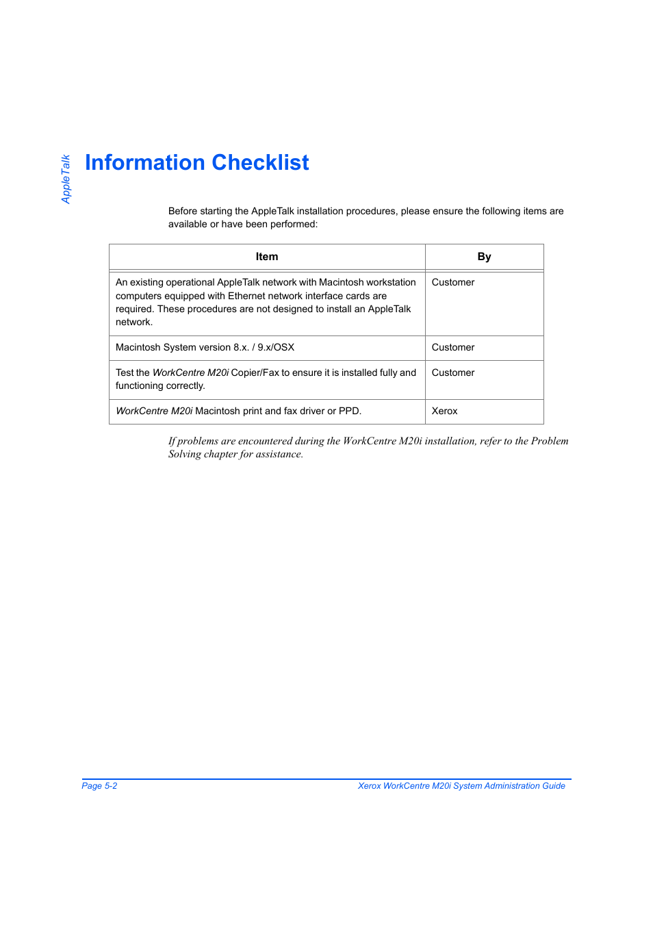 Information checklist, Information checklist -2 | Xerox WorkCentre M20-M20i-2723 User Manual | Page 70 / 218