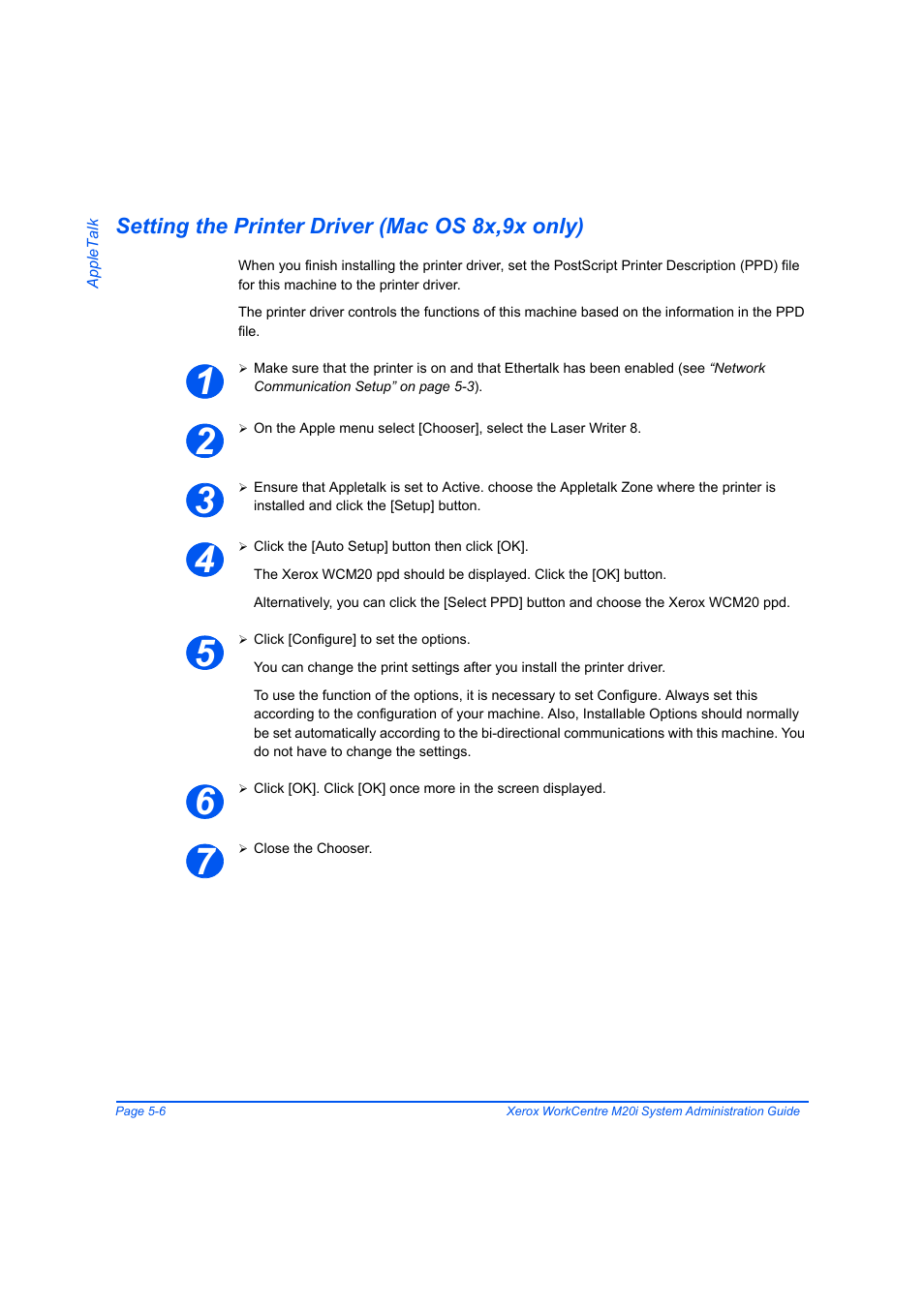 Setting the printer driver (mac os 8x,9x only), Setting the printer driver (mac os 8x,9x only) -6 | Xerox WorkCentre M20-M20i-2723 User Manual | Page 74 / 218