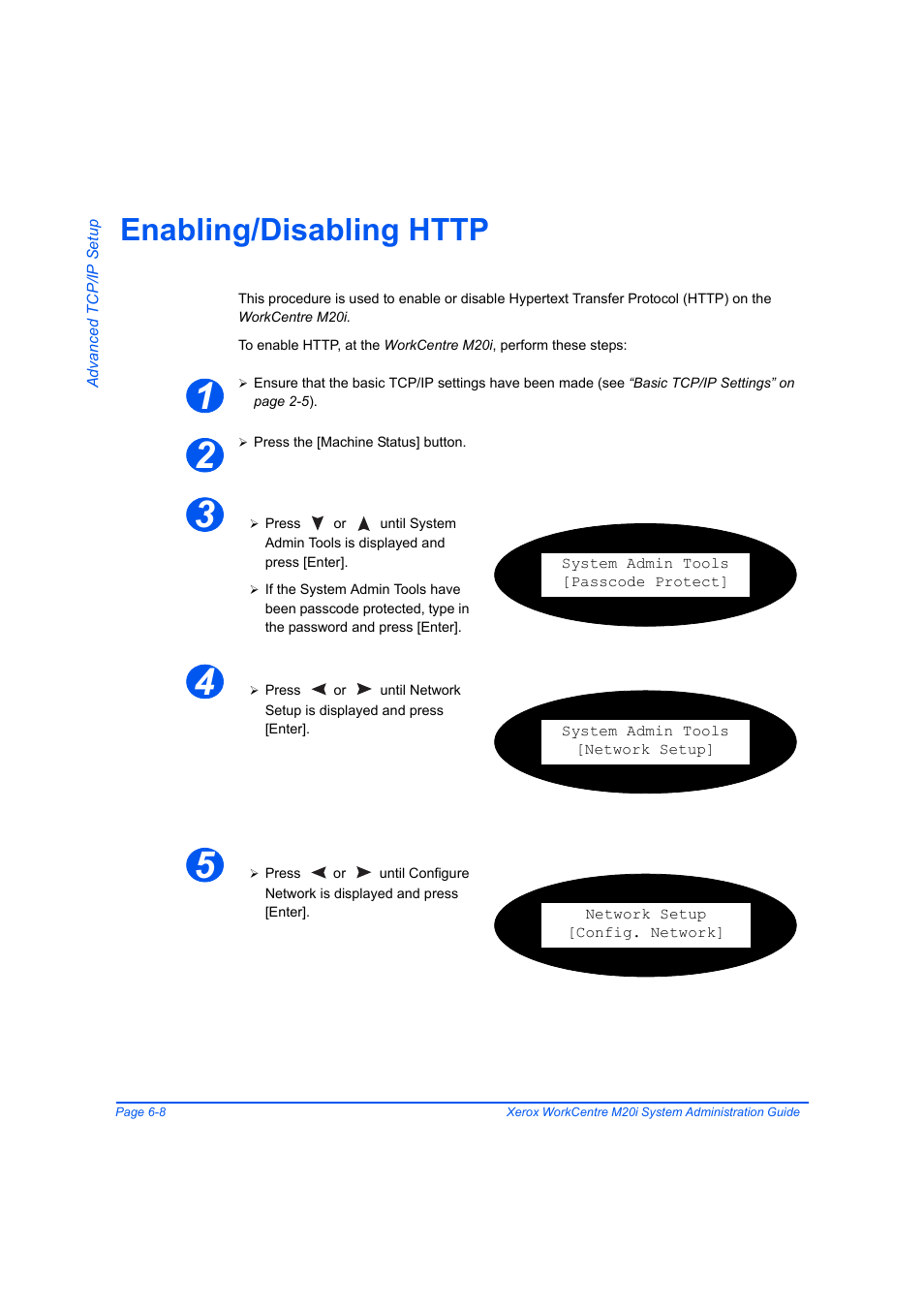Enabling/disabling http, Enabling/disabling http -8 | Xerox WorkCentre M20-M20i-2723 User Manual | Page 86 / 218