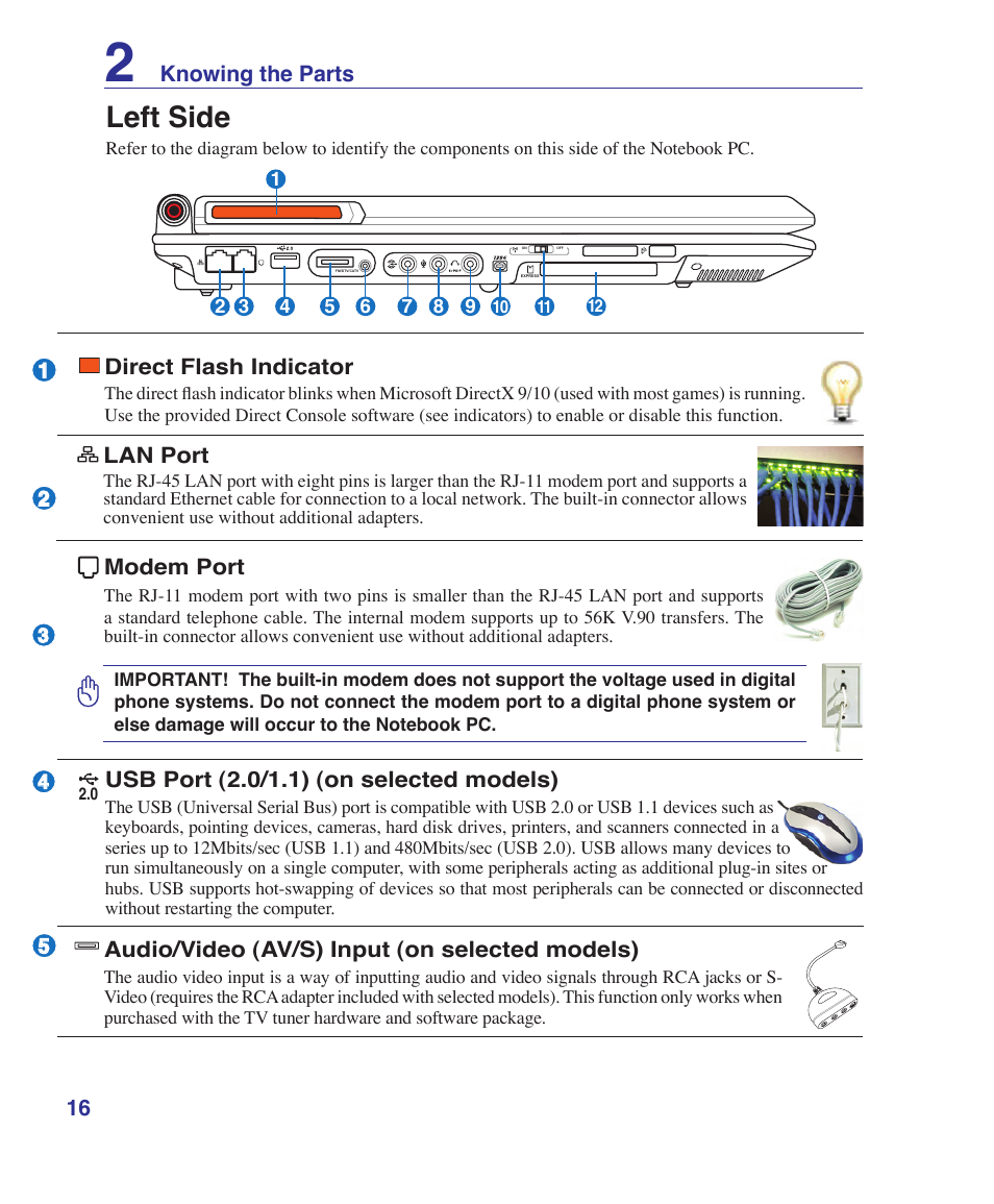 Left side | Asus E3179 User Manual | Page 16 / 91