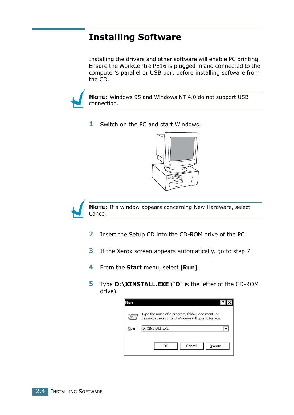 Installing software | Xerox WorkCentre PE16-i-4381 User Manual | Page 41 / 201