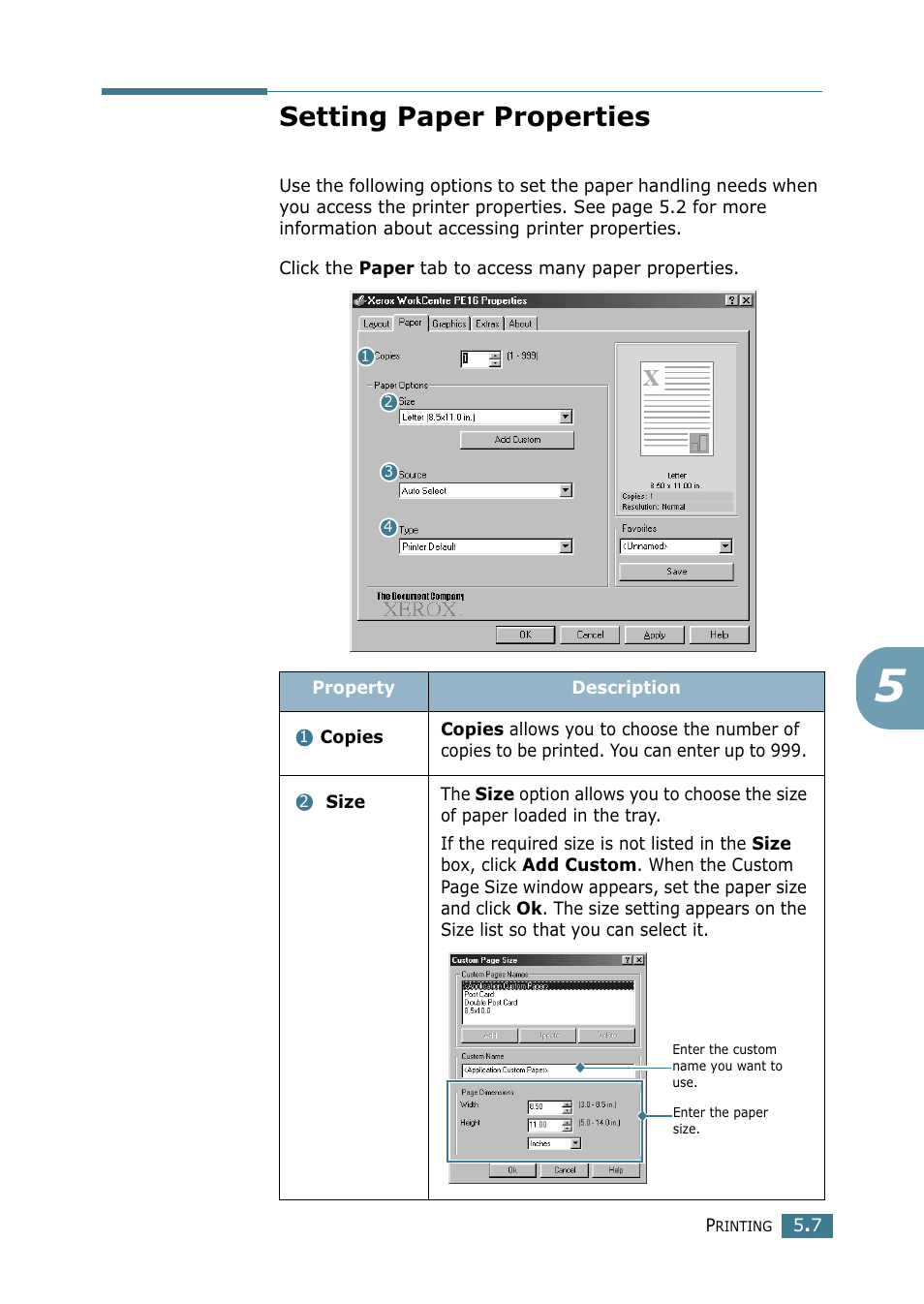 Setting paper properties | Xerox WorkCentre PE16-i-4381 User Manual | Page 74 / 201