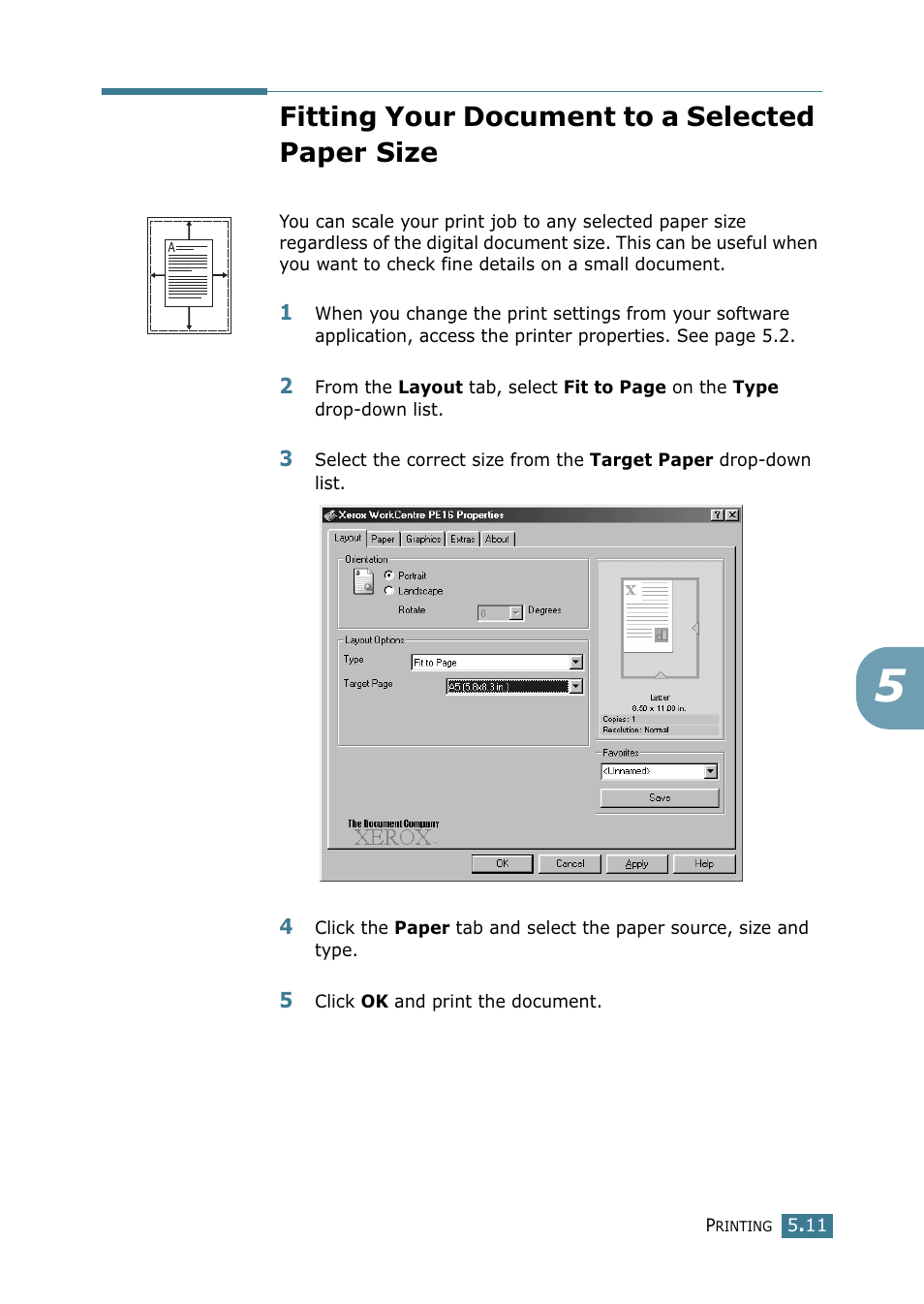 Fitting your document to a selected paper size | Xerox WorkCentre PE16-i-4381 User Manual | Page 78 / 201