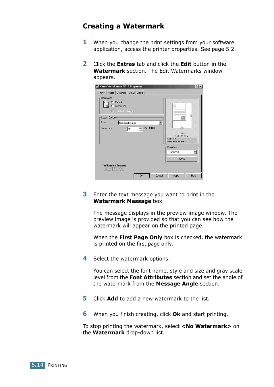 Creating a watermark | Xerox WorkCentre PE16-i-4381 User Manual | Page 81 / 201