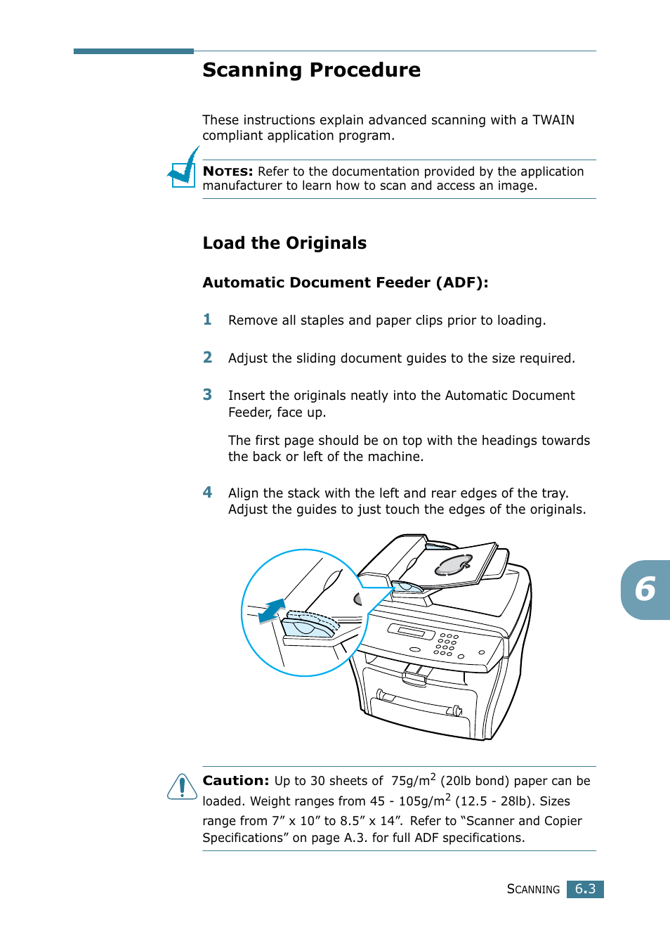 Scanning procedure, Load the originals | Xerox WorkCentre PE16-i-4381 User Manual | Page 94 / 201