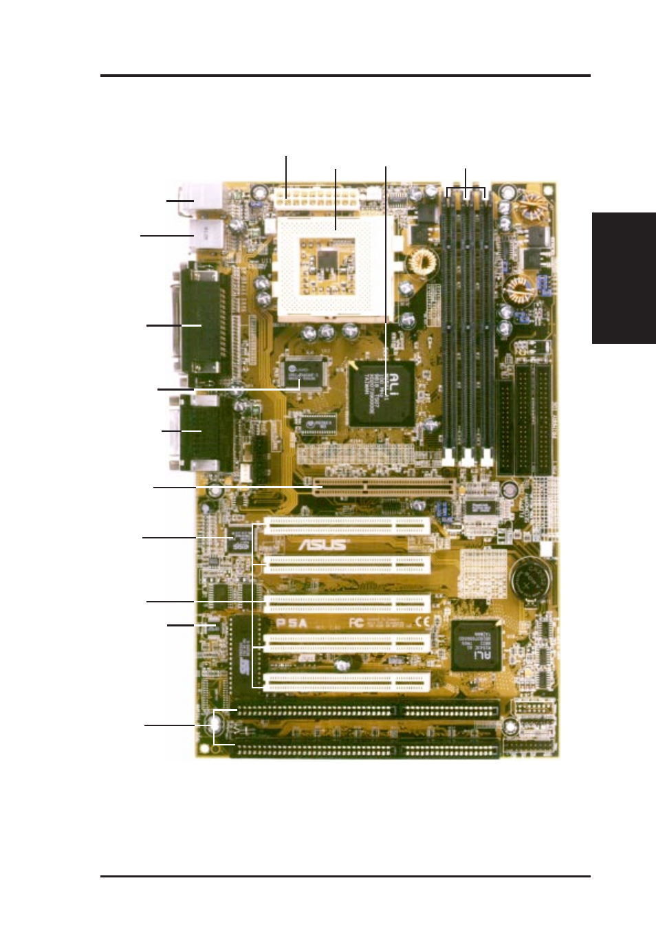 Ii. features, Parts of the asus p5a motherboard | Asus P5A User Manual | Page 11 / 72