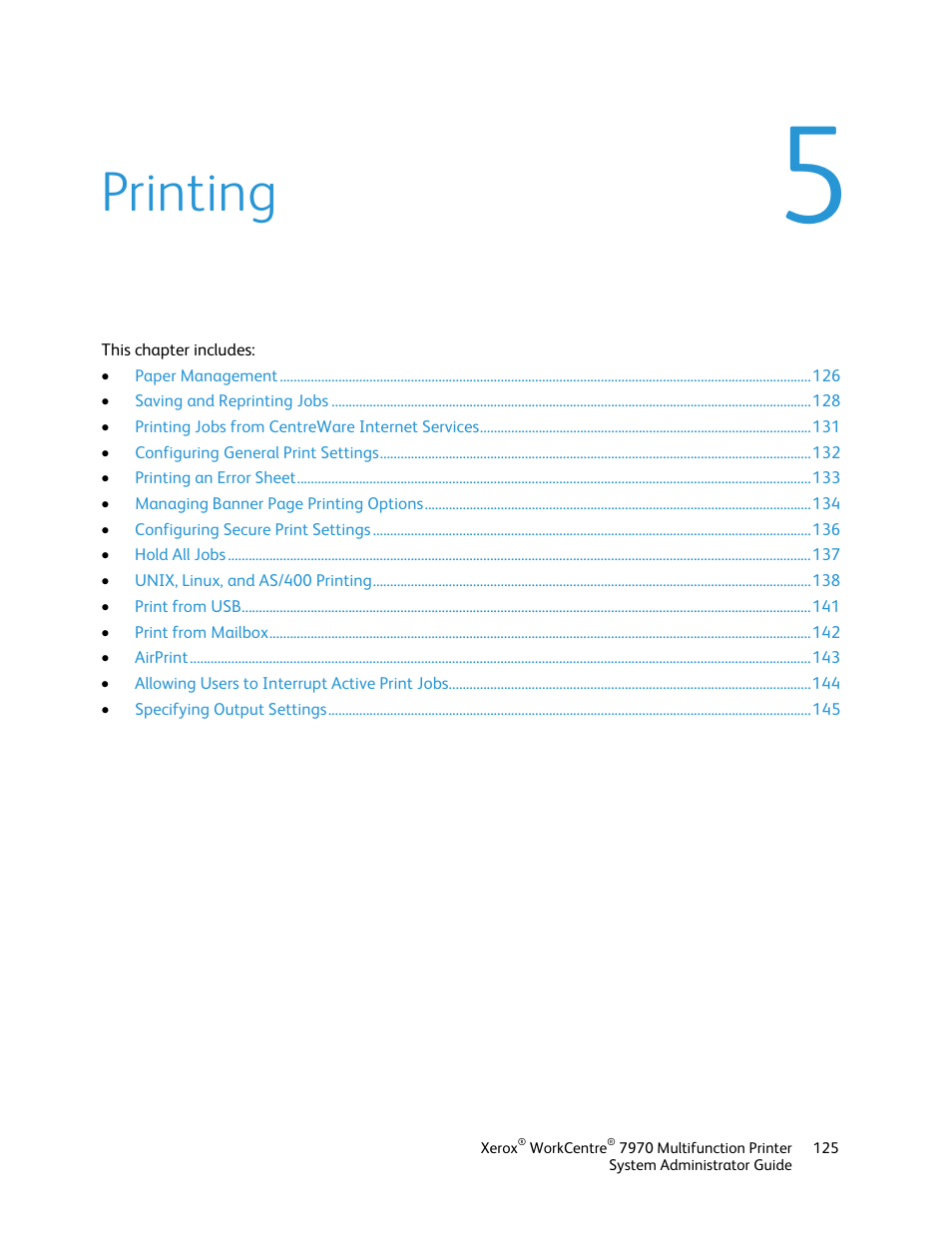 Printing | Xerox WorkCentre 7970-2606 User Manual | Page 125 / 268