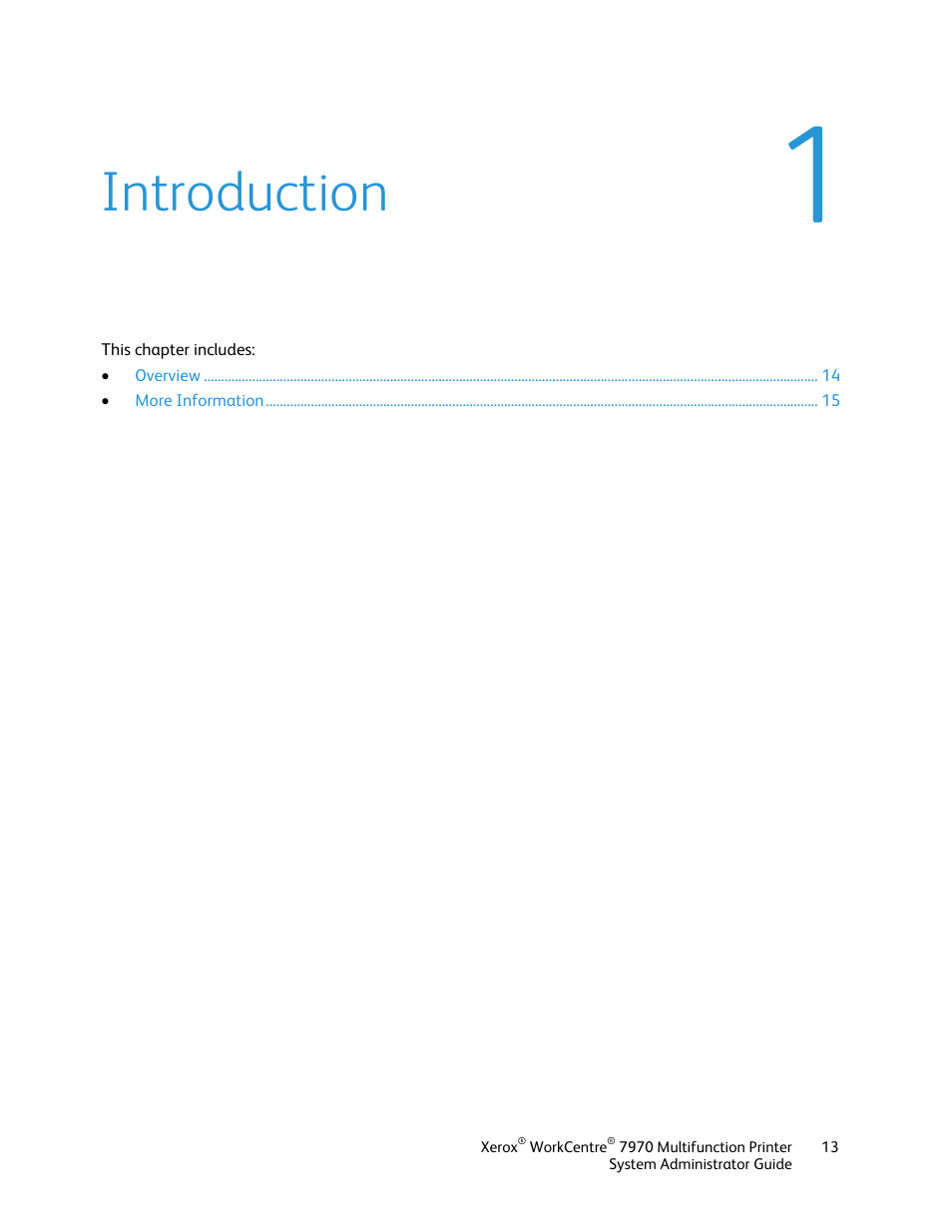 Introduction | Xerox WorkCentre 7970-2606 User Manual | Page 13 / 268