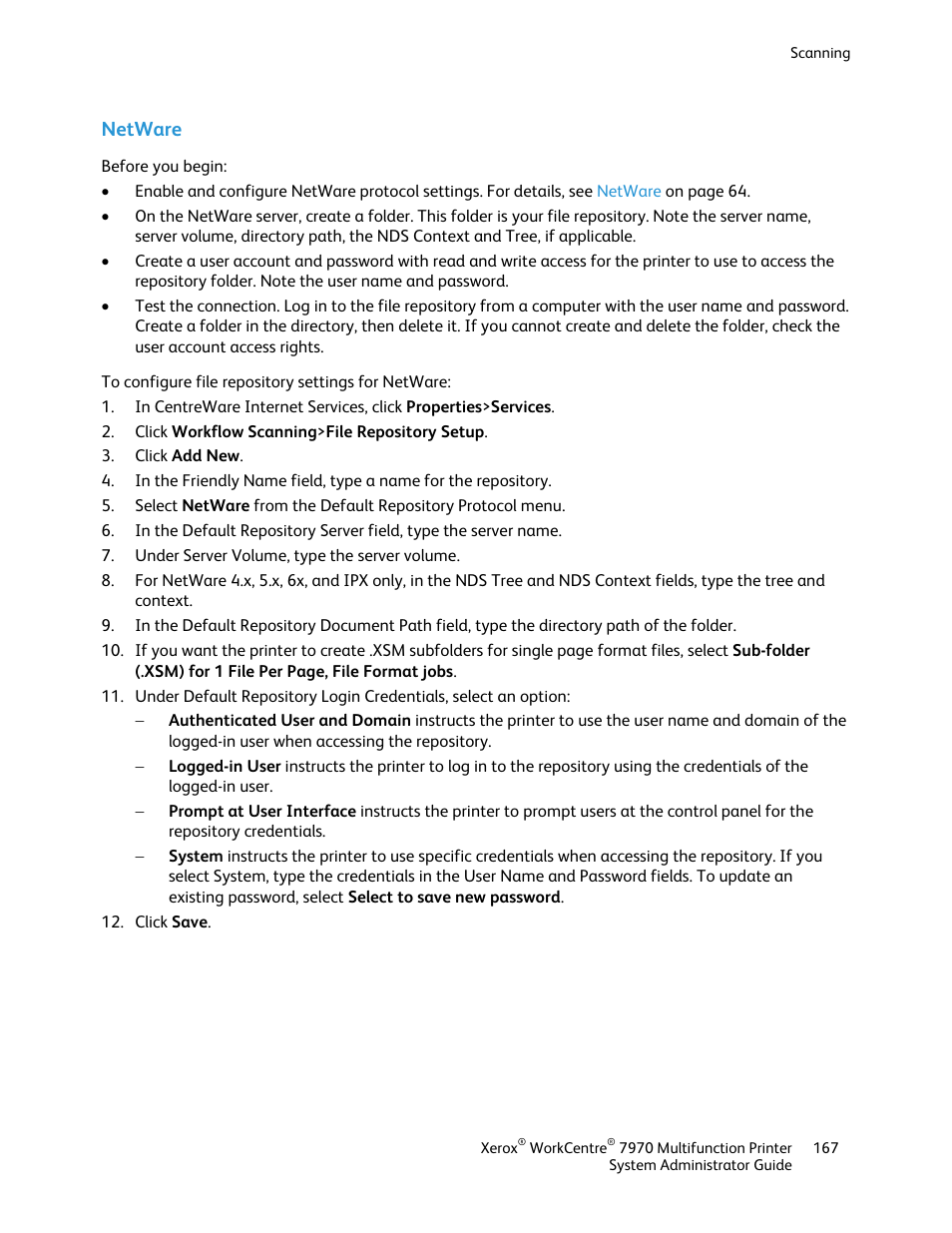 Netware | Xerox WorkCentre 7970-2606 User Manual | Page 167 / 268