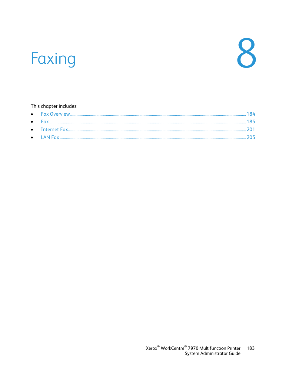 Faxing | Xerox WorkCentre 7970-2606 User Manual | Page 183 / 268