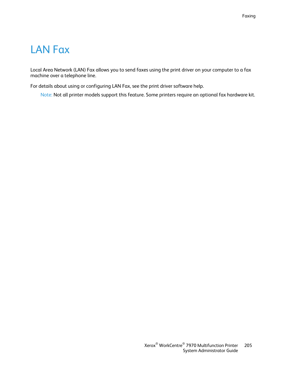 Lan fax | Xerox WorkCentre 7970-2606 User Manual | Page 205 / 268