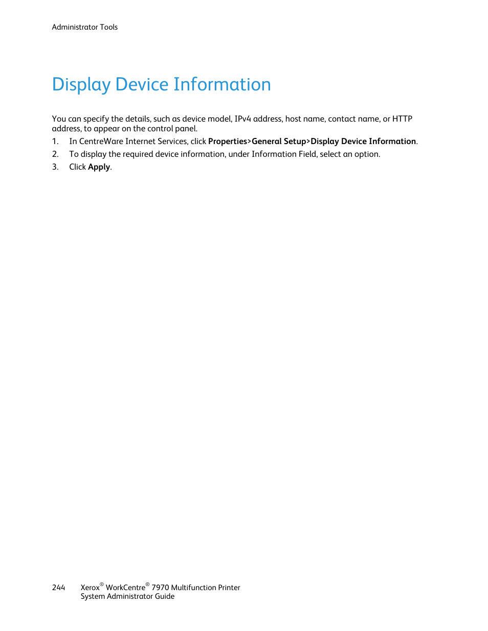 Display device information | Xerox WorkCentre 7970-2606 User Manual | Page 244 / 268