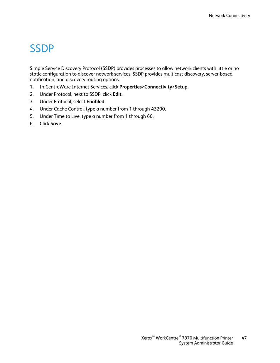 Ssdp | Xerox WorkCentre 7970-2606 User Manual | Page 47 / 268