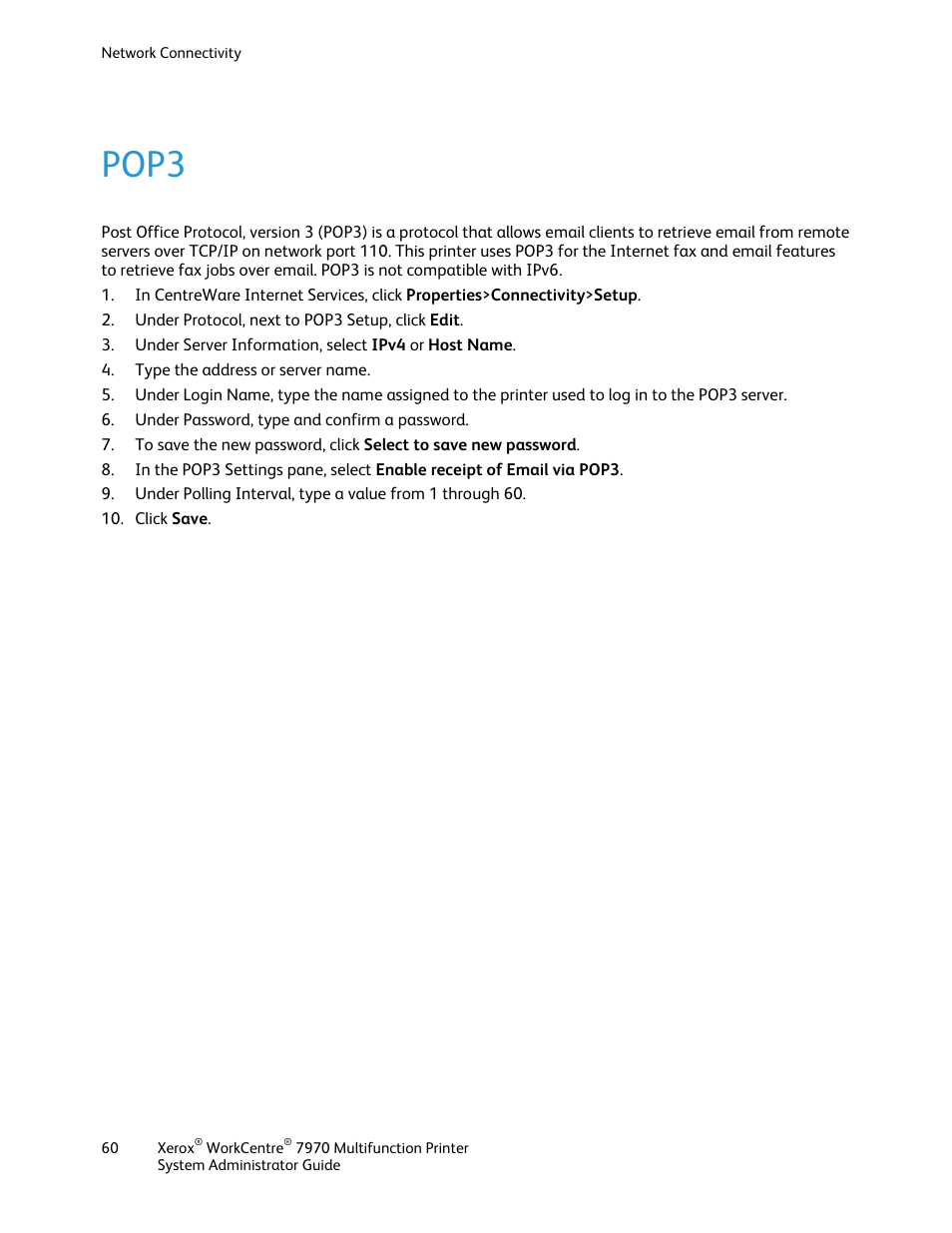 Pop3 | Xerox WorkCentre 7970-2606 User Manual | Page 60 / 268