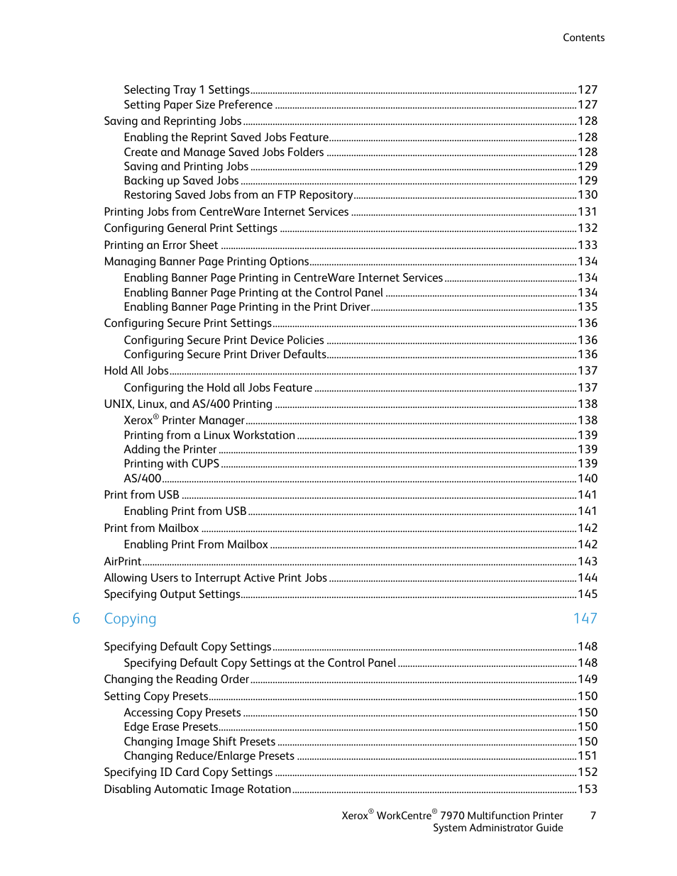 6 copying 147 | Xerox WorkCentre 7970-2606 User Manual | Page 7 / 268