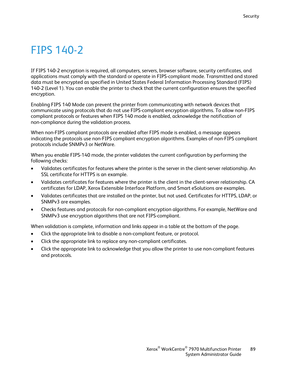 Fips 140-2 | Xerox WorkCentre 7970-2606 User Manual | Page 89 / 268