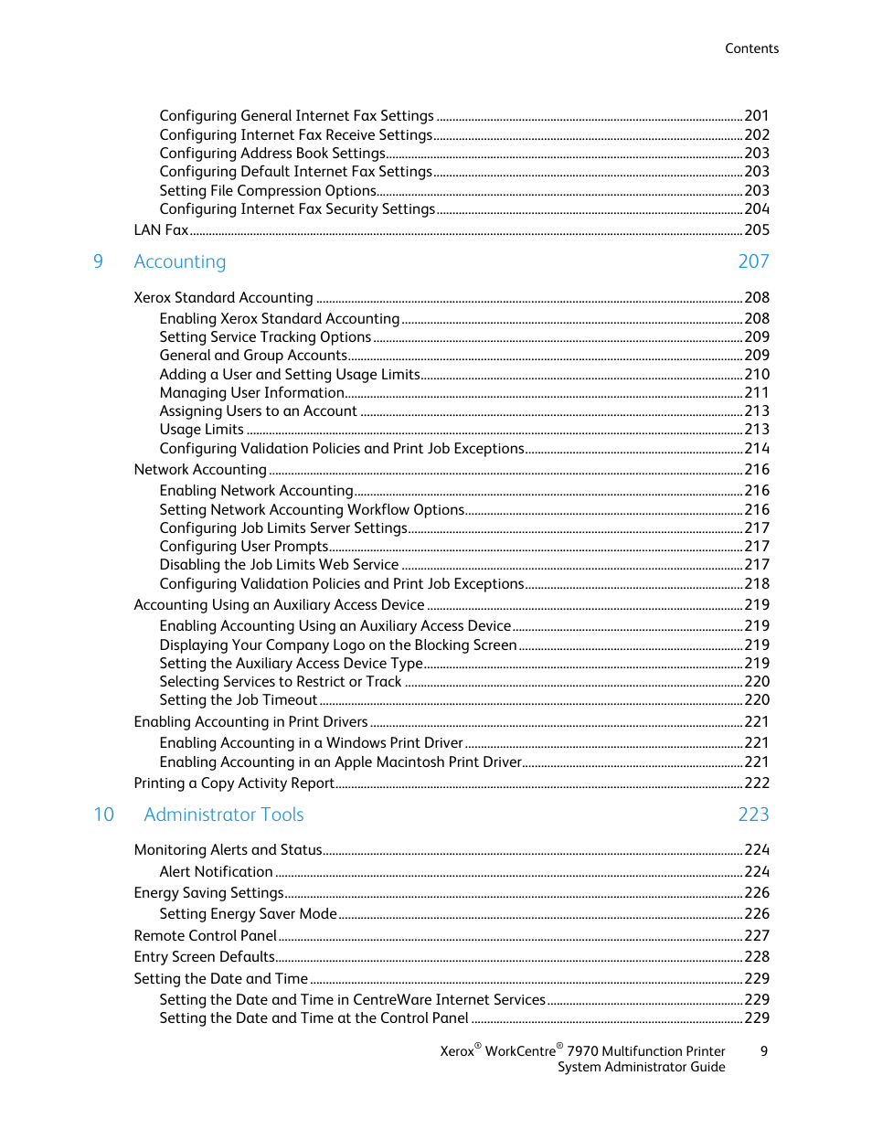 9 accounting 207 | Xerox WorkCentre 7970-2606 User Manual | Page 9 / 268