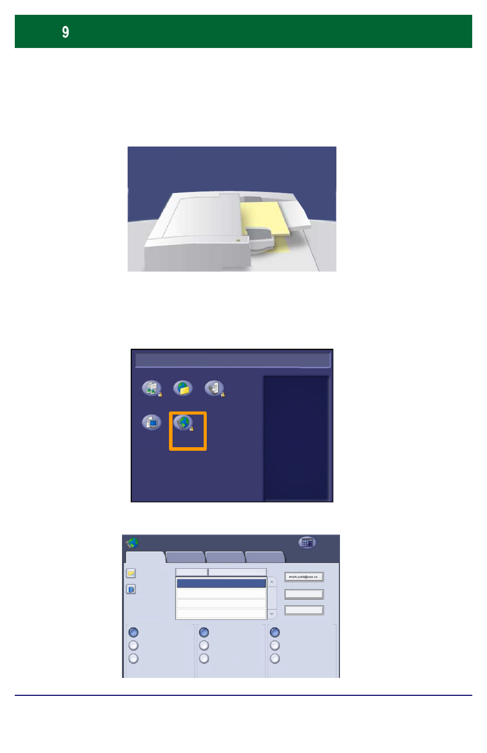 Simple internet faxing, Load the documents, Enter the recipient details | Touch the internet fax icon | Xerox WorkCentre 7655-7665-7675-5889 User Manual | Page 10 / 28