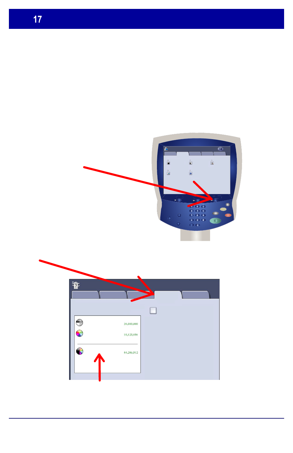 Usage counters, Machine status | Xerox WorkCentre 7655-7665-7675-5889 User Manual | Page 18 / 28