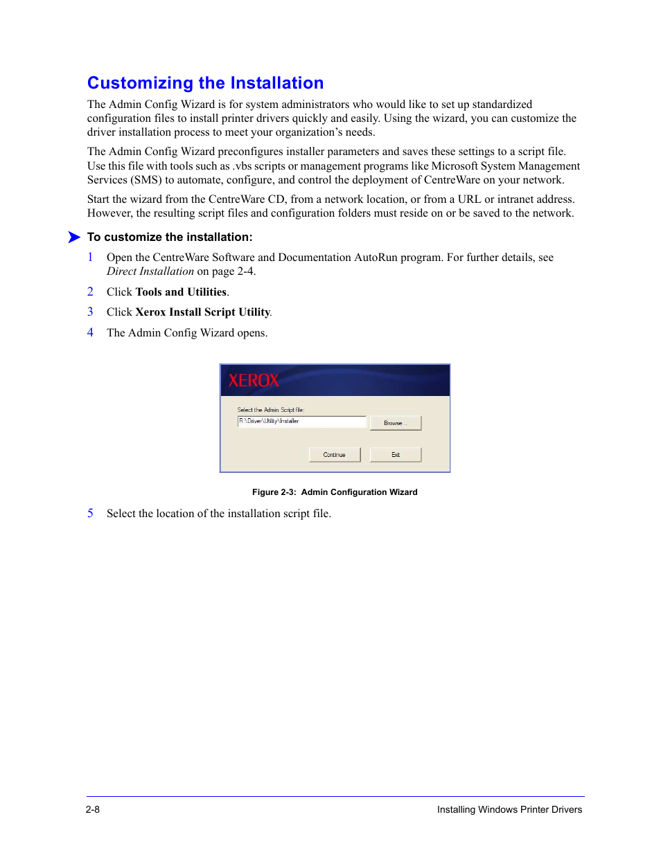 Customizing the installation, Customizing the installation -8 | Xerox WorkCentre 7655-7665-7675-5897 User Manual | Page 20 / 60