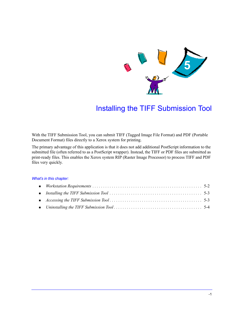 Installing the tiff submission tool, Chapter 5, Installing the tiff submission tool -1 | Xerox WorkCentre 7655-7665-7675-5897 User Manual | Page 49 / 60