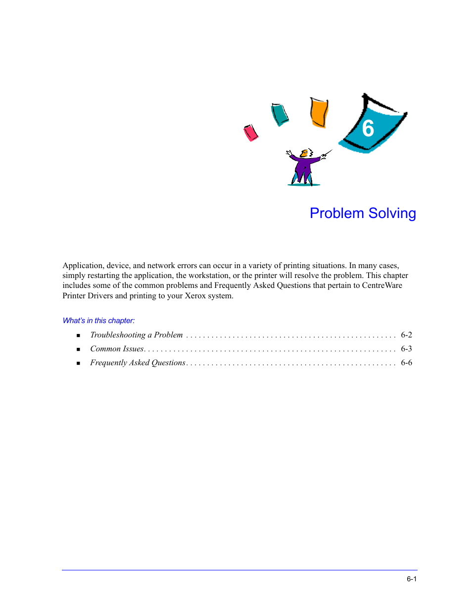 Problem solving, Chapter 6, Problem solving -1 | Xerox WorkCentre 7655-7665-7675-5897 User Manual | Page 53 / 60