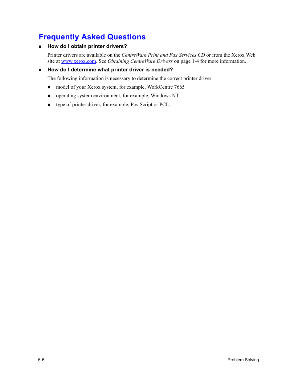 Frequently asked questions, Frequently asked questions -6 | Xerox WorkCentre 7655-7665-7675-5897 User Manual | Page 58 / 60