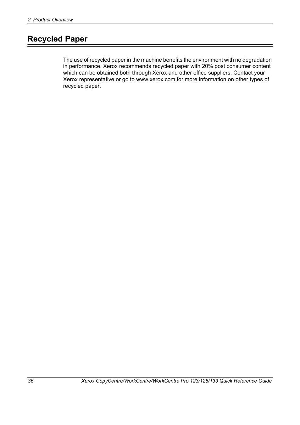 Recycled paper | Xerox WorkCentre M123-M128-3048 User Manual | Page 37 / 115