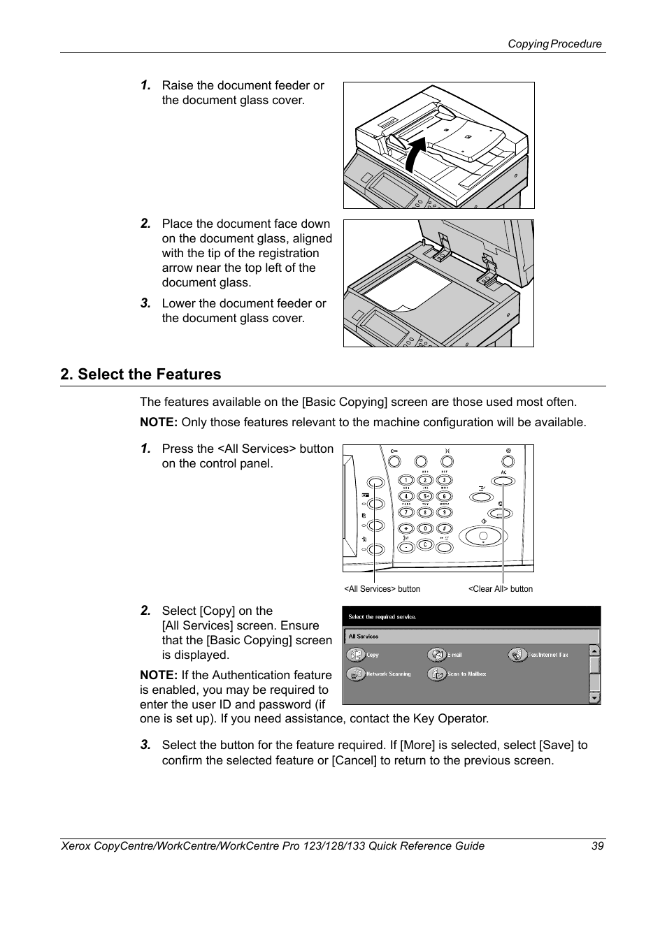 Select the features | Xerox WorkCentre M123-M128-3048 User Manual | Page 40 / 115