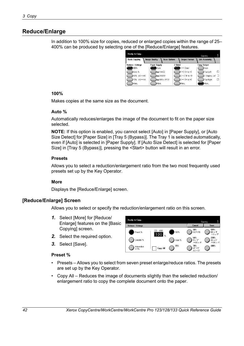 Reduce/enlarge | Xerox WorkCentre M123-M128-3048 User Manual | Page 43 / 115