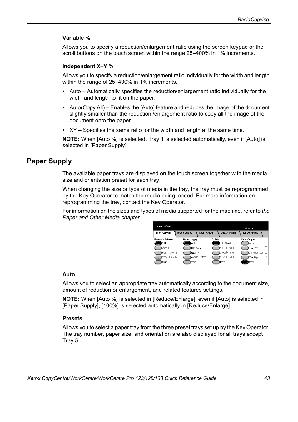 Paper supply | Xerox WorkCentre M123-M128-3048 User Manual | Page 44 / 115