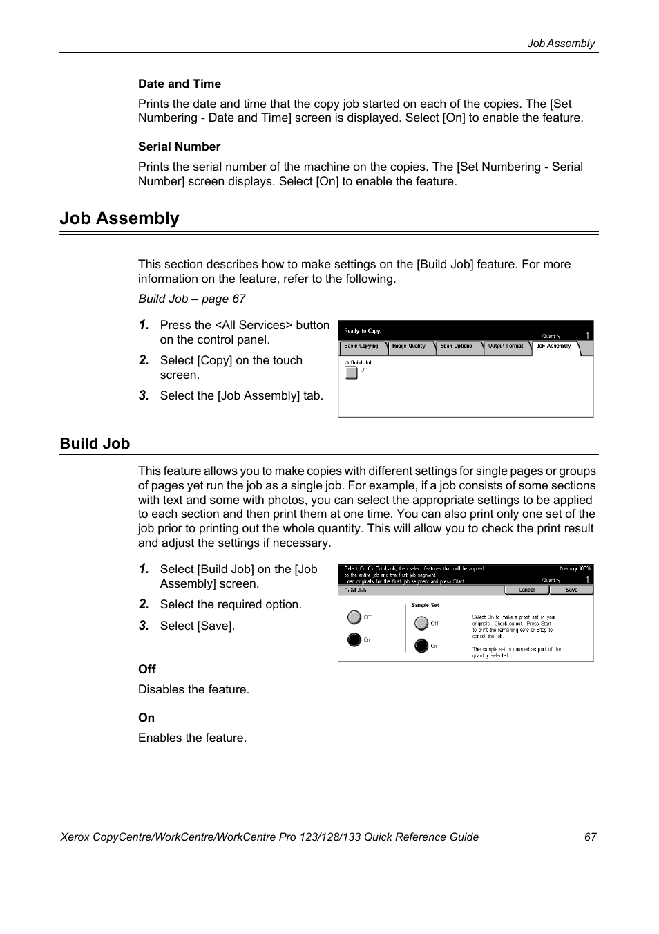 Job assembly, Build job | Xerox WorkCentre M123-M128-3048 User Manual | Page 68 / 115