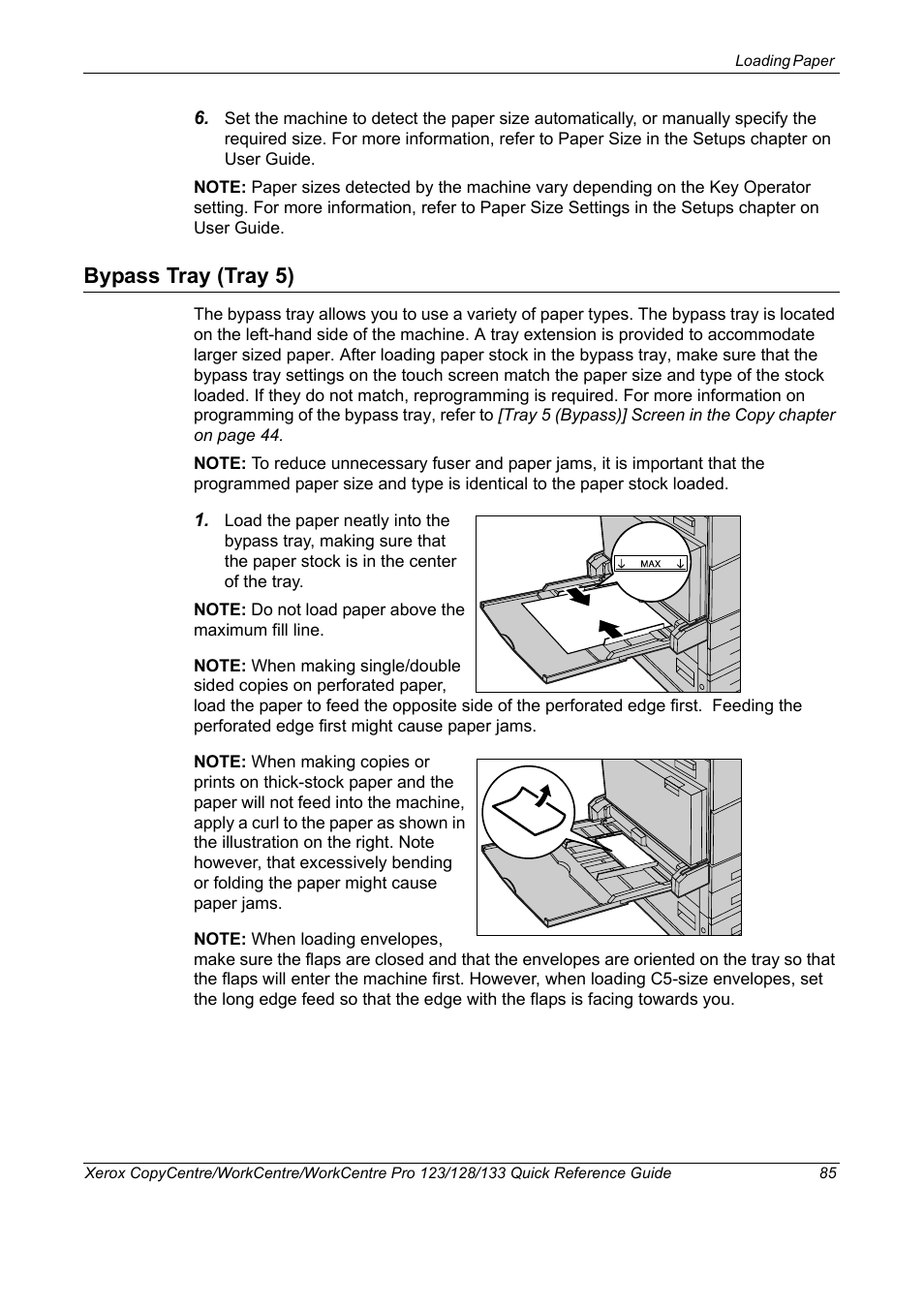 Bypass tray (tray 5) | Xerox WorkCentre M123-M128-3048 User Manual | Page 86 / 115