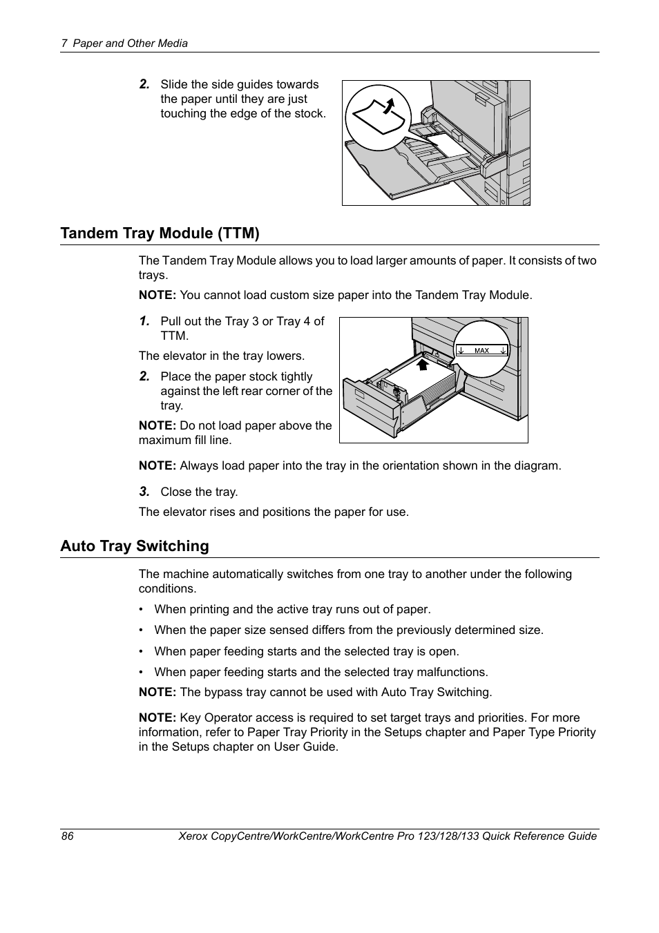Tandem tray module (ttm), Auto tray switching, Tandem tray module (ttm) auto tray switching | Xerox WorkCentre M123-M128-3048 User Manual | Page 87 / 115