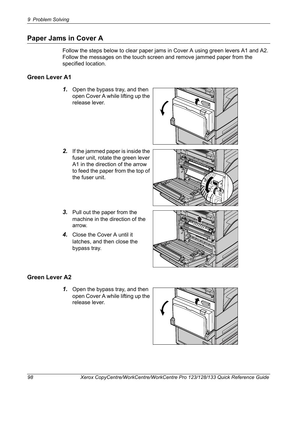 Paper jams in cover a | Xerox WorkCentre M123-M128-3048 User Manual | Page 99 / 115