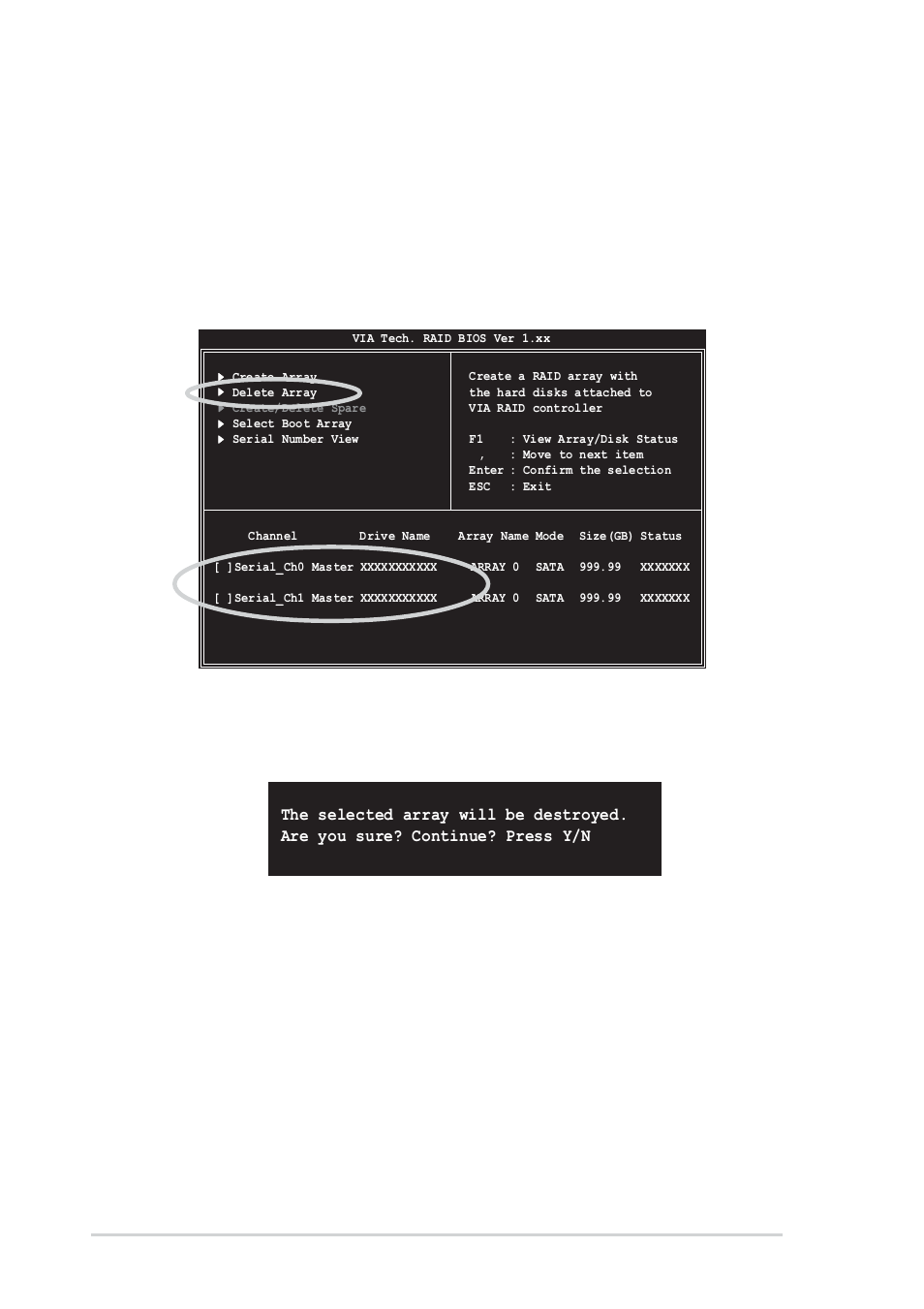 Delete array, Select boot array, 18 chapter 5: software support | Asus A8V User Manual | Page 116 / 122