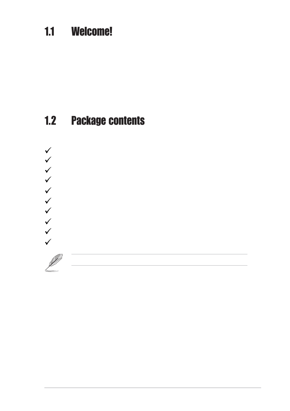 1 welcome, 2 package contents | Asus A8V User Manual | Page 15 / 122