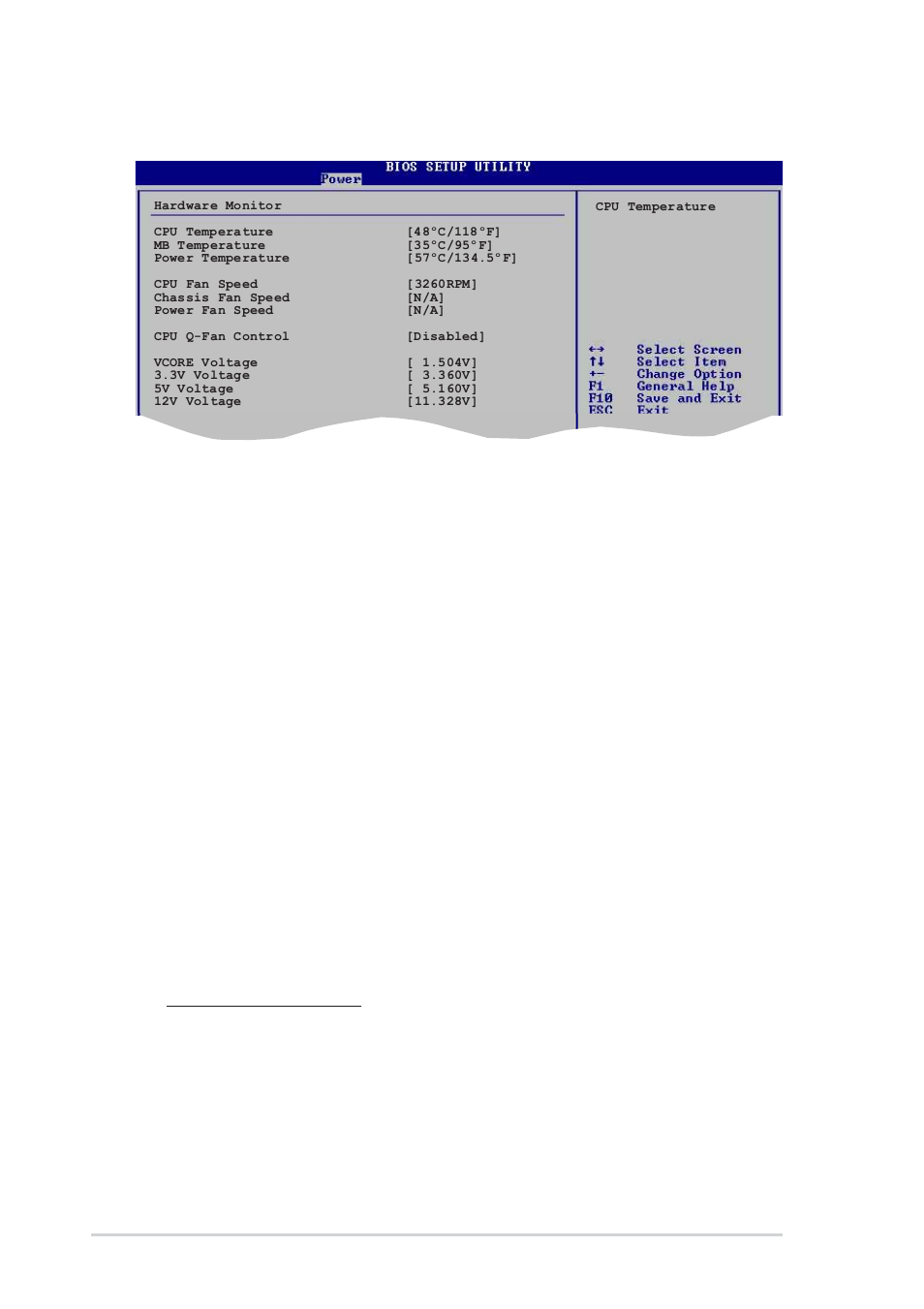 6 hardware monitor, Cpu q-fan control [disabled, 32 chapter 4: bios setup | Asus A8V User Manual | Page 88 / 122