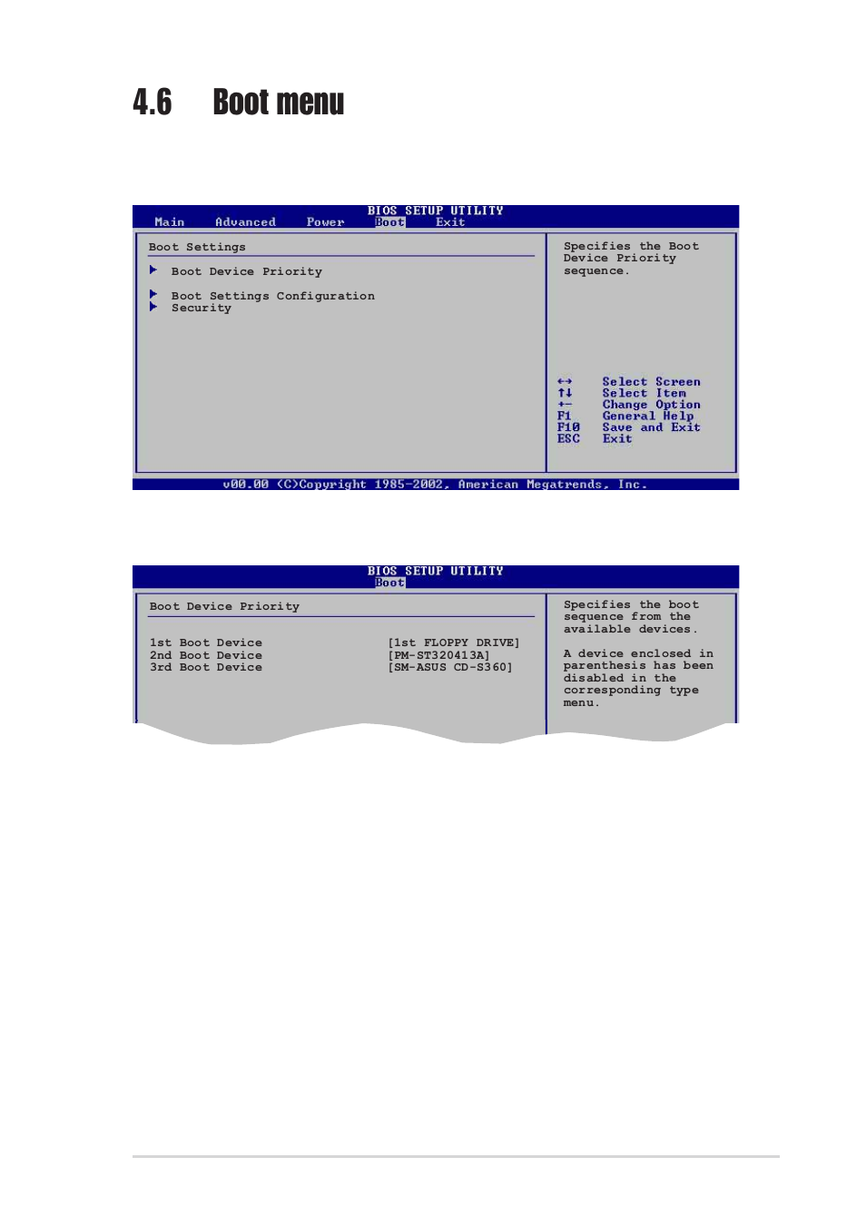 6 boot menu, 1 boot device priority, 1st ~ xxth boot device [1st floppy drive | Asus A8V User Manual | Page 89 / 122