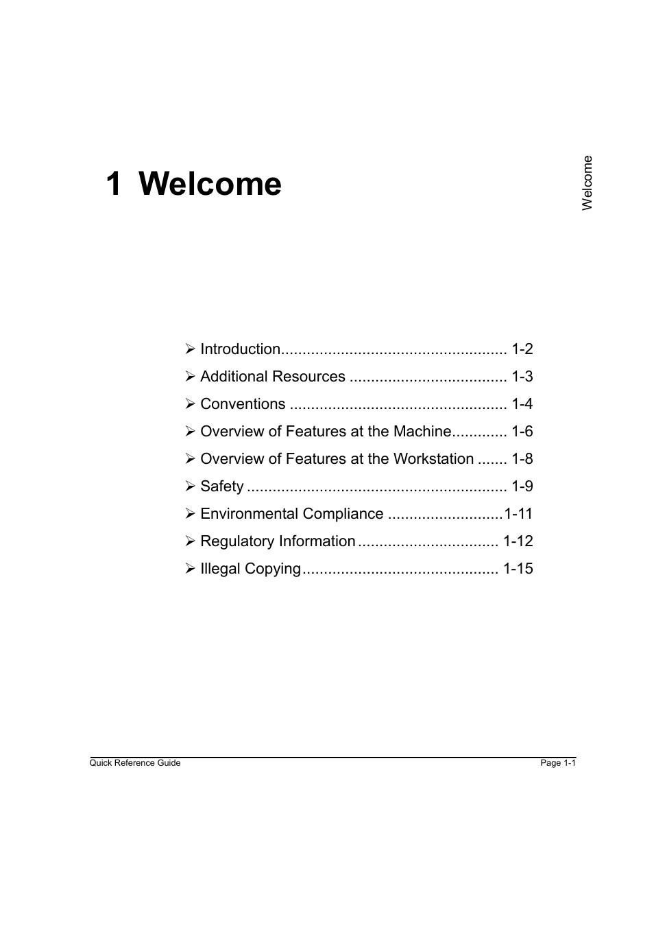 1 welcome, 1 welcome -1 | Xerox WorkCentre M45-4033 User Manual | Page 10 / 189