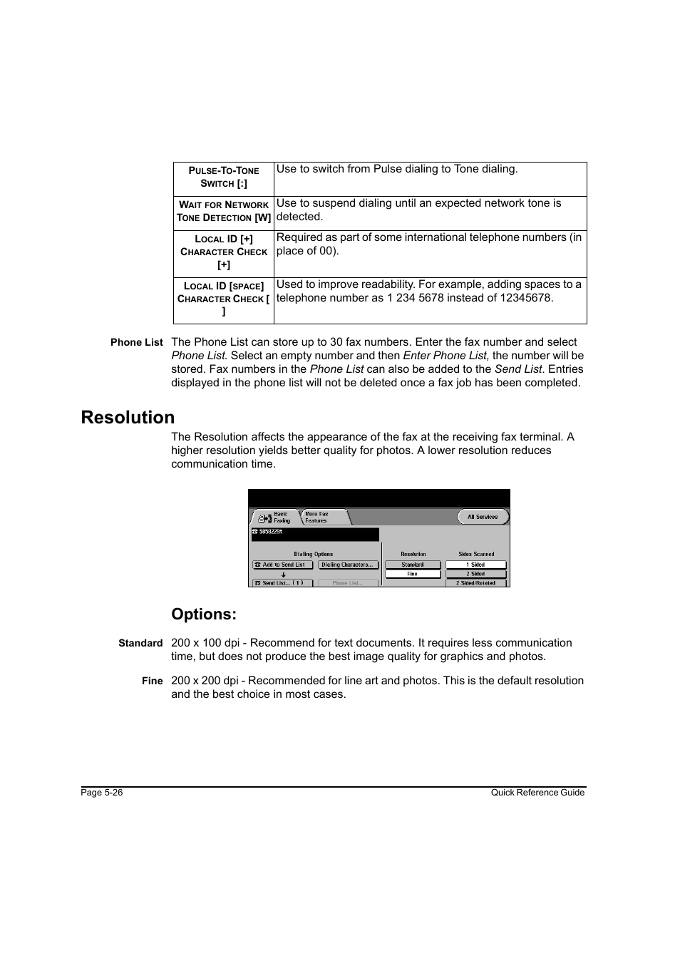 Resolution, Options, Resolution -26 | Xerox WorkCentre M45-4033 User Manual | Page 105 / 189