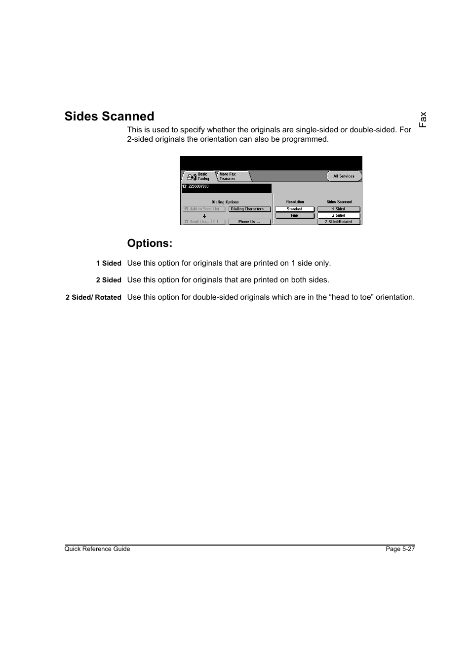 Sides scanned, Options, Sides scanned -27 | Xerox WorkCentre M45-4033 User Manual | Page 106 / 189