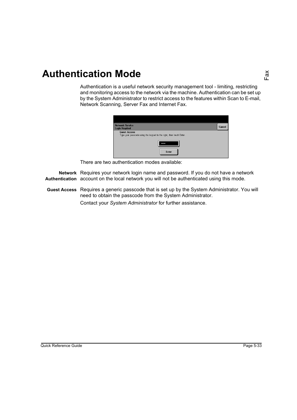 Authentication mode, Authentication mode -33 | Xerox WorkCentre M45-4033 User Manual | Page 112 / 189