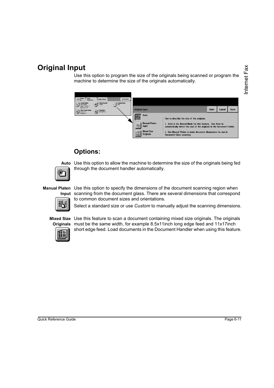Original input, Options, Original input -11 | Xerox WorkCentre M45-4033 User Manual | Page 124 / 189